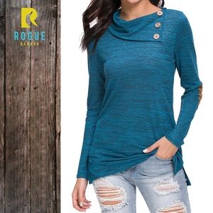 🧵NWOT Long Sleeve Button Patchwork Elbow Tunic🧵